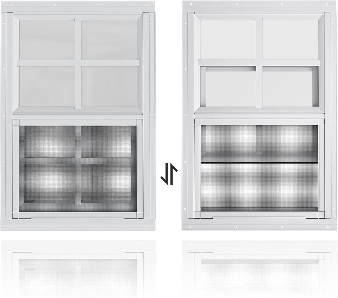 WRISIN 2 Pack Shed Windows 24" x 36" H Flush Mount, White Household Windows for Playhouses, Barns, Chicken Coop