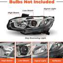 labwork Headlights Replacement for Honda Civic 2016 2017 2018 (Factory Halogen) Front Head Lamps Headlights Pair Left+Right Side (Passenger Driver Side)