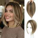 Hair Toppers for Women Real Human Hair Toppers with Thinning Hairpieces for Women 10 Inch Human Hair Topper for Cover Gray RootsMedium Brown Mix Blonde with Dark Brown Root