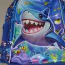 16" Shark Backpack for Boy, 3Pcs School Backpacks with Lunch Box, Kids Bookbag for Elementary Preschool Kindergarten (Blue)