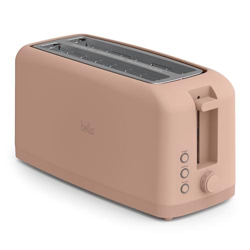 bella 4 Slice Slim Toaster, Fits-anywhere™ Kitchenware, 6 Setting Shade Control with Reheat & Cancel Buttons, Fits Sourdough, 10” Long Slot, Anti Jam & Auto Shutoff, 900 Watt, Blossom