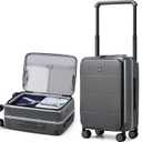 Hanke Top Opening Carry On Luggage, 20 Inch Zipperless Aluminum Frame Wide Handle Luggage, All-PC Hard Shell Trunk Suitcase with Spinner Wheels, TSA Airline Approved (Graphite Grey, 40L)