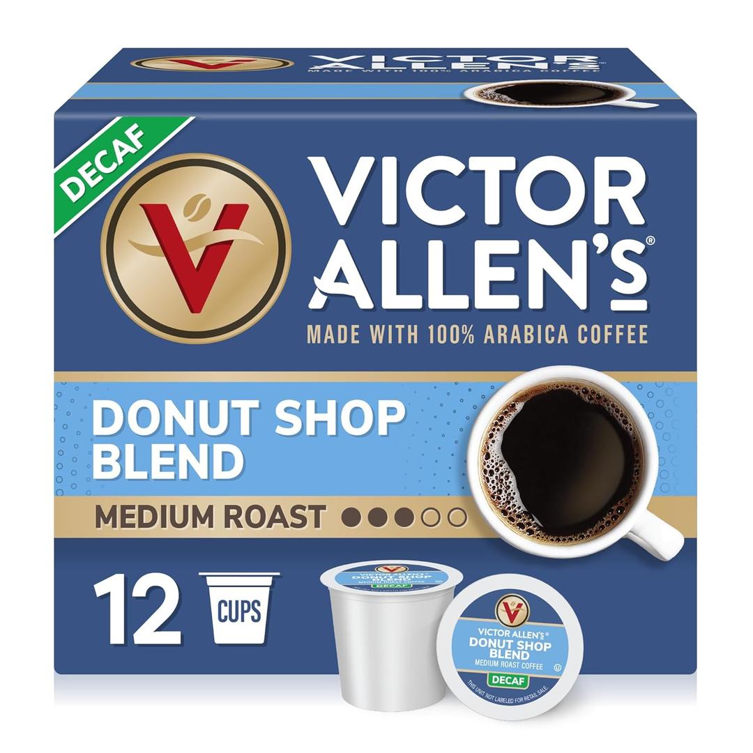 6 x Victor Allen's Coffee Decaf Donut Shop, 12 Count, Medium Roast, Single Serve Coffee Pods for Keurig K-Cup Brewers