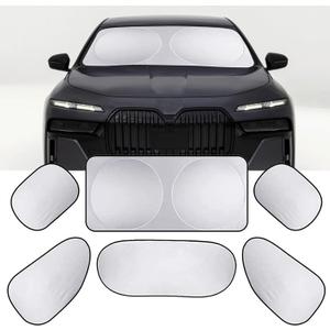 Six Piece Car Window Glass Sunshade Kit, Reflective Interior Privacy Protection Sunscreen Heat Shield, Modification Replacement Parts, Universal for Most Cars, Trucks, SUVs (Silver)