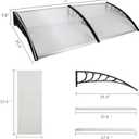 Door Awning for Outside, 80" x 38" Polycarbonate Window Entryway Canopy with ABS Brackets for Rain, Snow, Sun and UV Protection, Patio or Porch Use