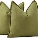 MADIZZ Textured Chenille Throw Pillow Covers Set of 2 Super Soft Decorative Pillow Covers Boho Cushion Covers Modern Pillowcases Farmhouse Home Decor for Sofa Bedroom 22x22 inch Moss Green