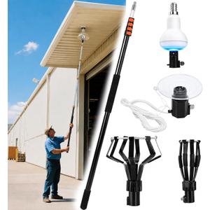 Kyxeuo Telescoping Light Bulb Changer for High Ceilings 26FT Reach, 5-20FT Pole,Tall Ceiling Light Bulb Changer with Baskets & Suction Cup Extended Pole Light Bulb Changer for Recessed Lights
