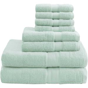 Madison Park 800GSM Bathroom Towel Set of 8 100% Cotton Bath Towel Set for Bathroom Luxurious Highly Absorbent 2 Bath Towels 2 Hand Towels 4 Washcloths Quick Dry Spa Quality Seafoam, Multi-Size Set