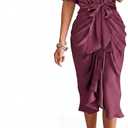 BTFBM Dresses for Women Summer Button Short Sleeve Silk Satin Ruched Spring Maxi Dress 2026 Cocktail Party Wedding (Pink, M)