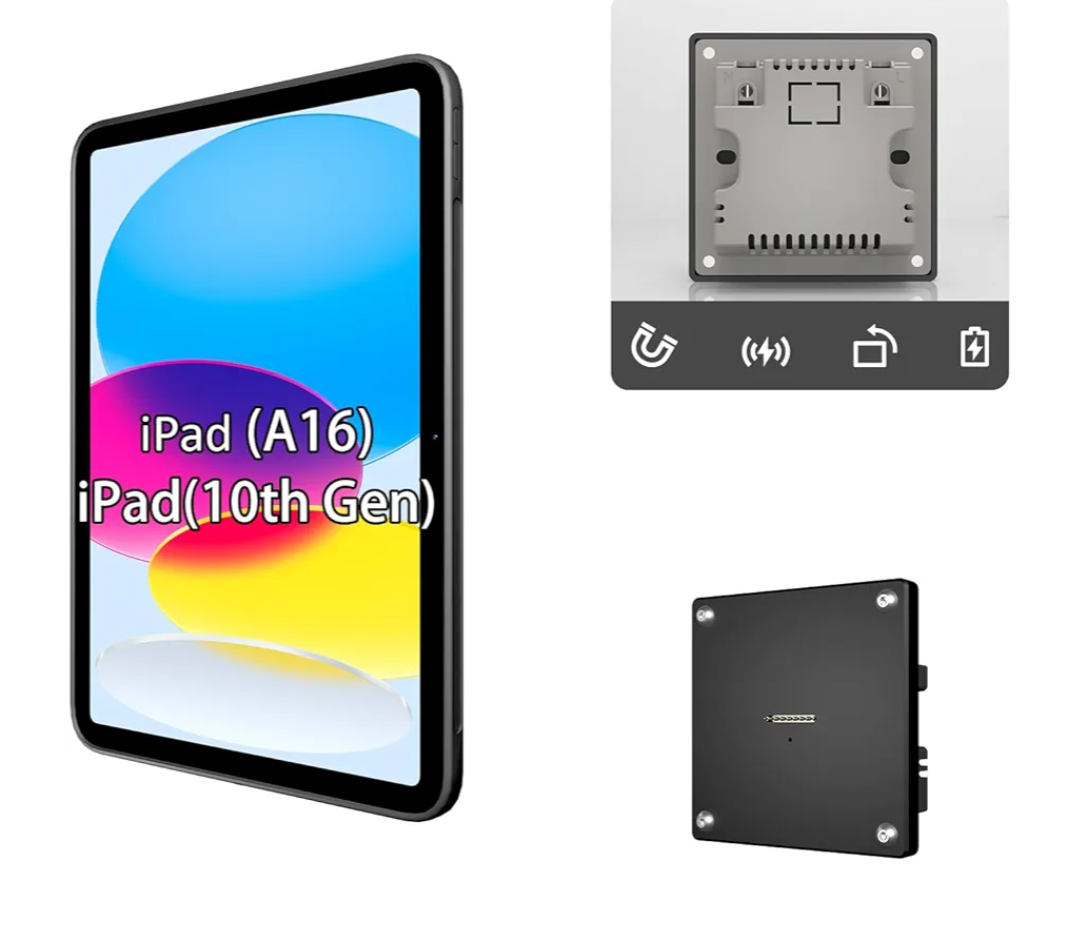 Zilvex Wall Mount Charging Kit for Apple iPad 10th 10.9‑in & iPad (A16) 11 in – Magnetic Tablet Wall Mount with 15W Fast Charging, TPU Protective Case, Smart Home Hub Integration