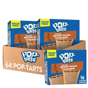Pop-Tarts Toaster Pastries, Breakfast Foods, Kids Snacks, Value Pack, Frosted Brown Sugar Cinnamon (64 Pop-Tarts) (EXP 06/06/27)