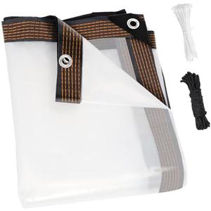 ZYP 2PCS 6x8 FT Heavy Duty Clear Waterproof Tarps Outdoor Garden Rainproof Covering, Clear Vinyl Tarp with Grommets, Transparent Waterproof Tarpaulin for Covering Henhouse Porch Canopy Plant Camping