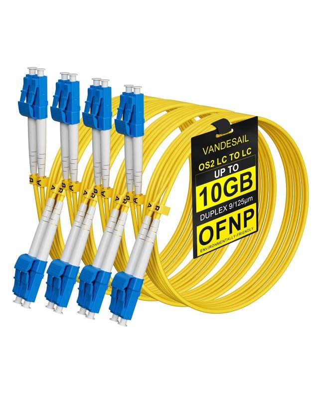 OS2 LC to LC Fiber Patch Cable,OFNP Singlemode Fiber Optic Cable 1G/10GB SMF Duplex Jumper Patch Cord 9/125m for SFP+ Transceiver-3m(9.84FT) 4Pack