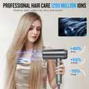 2026 Hair Dryer, 200,000 RPM Professional High Speed Blow Dryer with Diffuser for Women, 1200M Negative Ionic Hair Dryer with Brushless Motor, Low Noise Hair Blow Dryer for Home Travel Salon,Gray