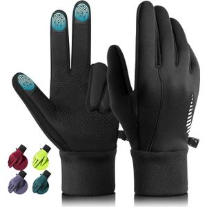 rivmount Winter Gloves Women Men, Cold Weather Touch Screen Liner Glove, Windproof 3-Layers, for Running, Cycling, Biking, Hiking, Driving (Medium, Black)