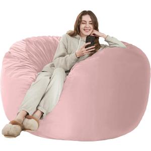 HABUTWAY Bean Bag Chair: Giant 5' Memory Foam Furniture Bean Bag Chairs for Adults with Microfiber Cover 5Ft (Pink)