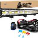 Nilight 26 Inch 540W LED Light Bar Triple Row Flood Spot Combo 50000LM Driving Boat Led Off Road Lights with 12V On/Off 5 Pin Rocker Switch 14 AWG Wiring Harness Kit