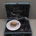 Victrola Journey Bluetooth Portable Suitcase Record Player  with Built-in Speakers, 3 Speed Vinyl Record Player, RCA Out, Headphone Jack (Smoky Blue)