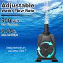 SongLong 500GPH(1900L/H) 10ft Power Cord Submersible Pump,Over Heating Protection Water Pump with 6.65ft Lift for Fountains, Ponds, Aquariums & Hydroponics.