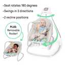 Ingenuity SimpleComfort Piano Playtime 4-in-1 Baby Swing & Rocker, Soothes & Grows with Baby, Rotating Seat Swings in 3 Directions, 6 Speeds & 12 Melodies, Removeable Rocker Seat, 0 Months to 2 Years