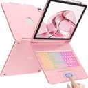 CC Store Keyboard Case for iPad Air 13 (M3/M2) and iPad Pro 12.9,180 Swivel 7 Colors Backlit,Multi-Touch Trackpad for iPad Air 13 inch Case Keyboard,Pro 12.9(6th,5th,4th,3rd gen),Rose Gold