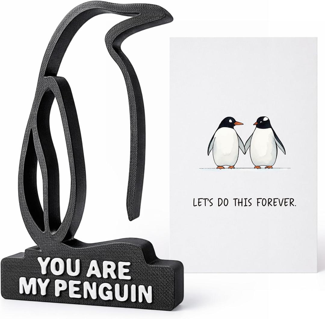 Valentines Day Gifts for Husband Wife Him Her Anniversary Romantic Gifts for Boyfriend Girlfriend Birthday Wedding Gift for Fiance Couple Women Men Let's Do This Forever 3D Penguin Decor