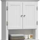 UTEX Bathroom Cabinet Wall Mounted, Wood Hanging Cabinet, Wall Cabinets with Doors and Shelves Over The Toilet for Bathroom,White
