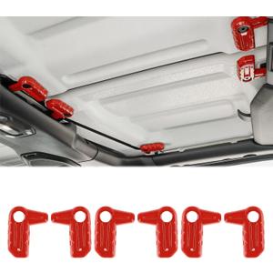 for JL 6PCS Freedom Panel Latch Trim Hardtop Roof Removal Switch Handle Cover Compatible with 2018-2023 Jeep Wrangler JL JLU & Gladiator JT, Red