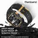 amBand Bands Compatible with Apple Watch 9/8/7 45mm, M1 Sport Series Rugged Case Protective Cover for iWatch 6/SE (3/2/1)/5/4/3 44mm Black Gold