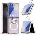 for Galaxy Z Flip 7 Case with Ring Compatible with Magsafe, Built-in Ultra Strong Magnetic & Finger Ring Holder, Anti-Yellowing Ultra-Thin Slim Fit for Samsung Galaxy Z Flip7 (Clear)