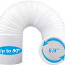 80" Length 5.9 Inch Diameter Portable Air Conditioner Hose Exhaust Vent AC Hose Counter-Clockwise Thread Tube Universal Replacement Compatible with Haier, LG, Delonghi and More
