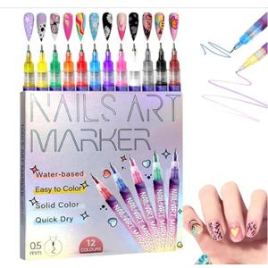 NEW 12 Colors Nail Arts Markers Pens Set, Nail Markers for Nail Arts, Suitable for Nail Arts, Nail Painting, And Artistic Decorations; Suitable for Everyone12 Colors (1pcs)