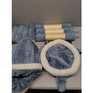 Cat Tree Small Cat Tree for Large Cats Adult Cat Tower with Scratching Post, Hammock and Self Groomer, and Removable Top Perch and Wide Condo for Indoor Cats-Blue