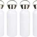 3 Pcs 20oz Sublimation Stainless Steel Sports Water Bottle Double Wall Insulated Bottle with Handle and Leak-Proof Lid for Cyclists Runners Hikers Gift (White)