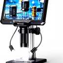 7" Digital Soldering Microscope with Remote for Electronics Repair, 1200X IPS Screen PCB Magnifier, 16M 1080P USB Output, 2 Gooseneck Side Lights for SMD Microsoldering (MK7)