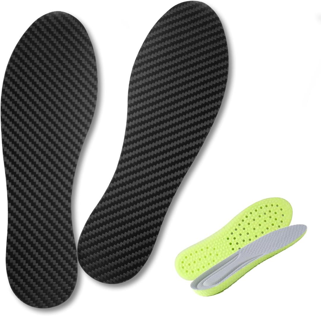1 Pair Insole for Men Women - Rigid Carbon Fiber Shoe Insert Foot Plate for Hallux Rigidus Limitus, Turf Toe, Morton's Toe (11.65' / 295mm - Men's 12 / Women's Size 13)