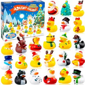 2025 Advent Calendar Christmas Ducks - 24pcs Rubber Duck Advent Calendar 24 Days of Christmas Countdown Toys for Xmas Party Favors Kids Toddlers