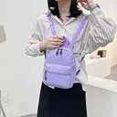 Casual Nylon Women Mini Backpack Fashion Solid Color Preppy Style Female Small Travel Knapsack Rucksacks (Style A Purple)