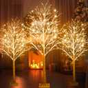 3 Pcs 6ft-400led, 8ft-450led Lighted Birch Tree 8 Modes Christmas Artificial LED Warm White Lights Birch Tree for Indoor and Outdoor Home Decor Thanksgiving Holiday Decoration