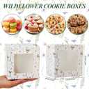 50 Pack Wild Flower Cookie Boxes with Window, Wildflower Small Bakery Treat Boxes for Pastry Donuts Macaroon Cupcakes, Spring Tea Party Baby Shower Birthday Wedding Bridal Shower Favors