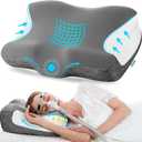 Elviros Cervical Neck Pillow for Neck Pain Relief, CPAP Pillow for Side, Back & Stomach Sleepers, Ergonomic Orthopedic Pillow for CPAP Users to Reduce Air Leaks and Mask Pressure, Dark Grey