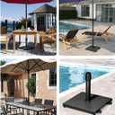 45lbs Patio Umbrella Base with Wheels - Heavy Duty Outdoor Patio Market Umbrella Stand for Deck with Rollers, Poolside, Balcony, Wind-Resistant Design, Black