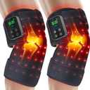 2-Pack Red Light Therapy for Knee Brace, Wireless 72 LEDs Knees Wraps with 660nm & 850nm Infrared Light, 3000mAh Battery, Heat & Pulse for Knee Elbow Shoulder Joint Pain Relief