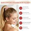 Silk Hair Ties 3 Pack 6A 100% Mulberry Silk Scrunchies 22 Momme Small Sleep Ties and No Damage No Crease for Women Girls Curly Thick Thin Hair, Sample Fabric Provided (Black*2 & Ligh brown)