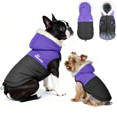 Dog Winter Coat with Hood, Fleece Lined Waterproof Dog Jacket,Warm Snowsuit for  Medium Dog