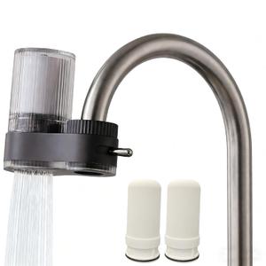 VYNTRA Faucet Water Filter, 7-Layer Kitchen Filter Water Faucet Element, Activated Carbon Ceramic Filter Reduces 99% Chlorine, Limescale, Heavy Metals (2*Filter & 6*Adaptors) Gray
