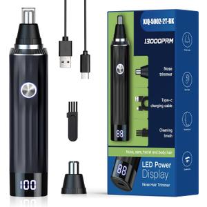 LED Display Ear and Nose Hair Trimmer Clipper for Men Women,2025 Rechargeable 2 in 1 Professional Painless Eyebrow & Facial Hair Trimmer with Powerful Motor and Dual-Edge Blades Easy Cleansing