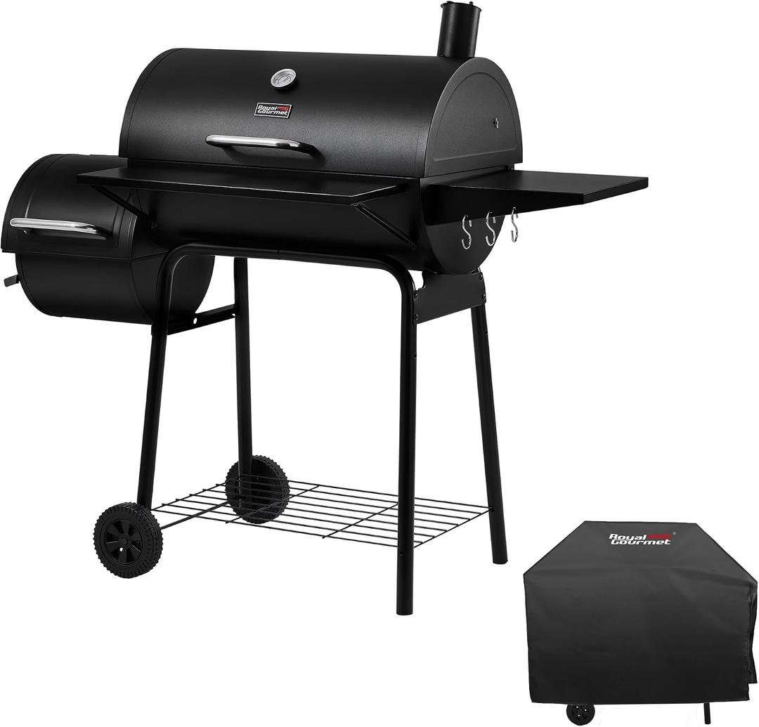 Royal Gourmet CC1830SC Charcoal Grill Offset Smoker with Cover, 823 Square Inches, Black, Perfect for Backyard Cooking, Outdoor Camping