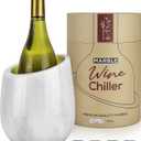 Gusto Nostro Marble Wine Chiller Bucket - 750ml Wine Bottle Cooler and Champagne Chiller for Party, Kitchen, Bar Cart Decor to Chill & Keep Bottles Cold with Unique Wine Lovers Gift Box (White)