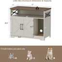 Halitaa Cat Litter Box Enclosure, Hidden Litter Box Furniture with Scratch Pad, Farmhouse Indoor Cat House Washroom End Table, White